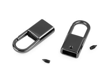 Endstück für Kordeln/Schnüre 9mm Breite mit Karabiner Nickel Schwarz